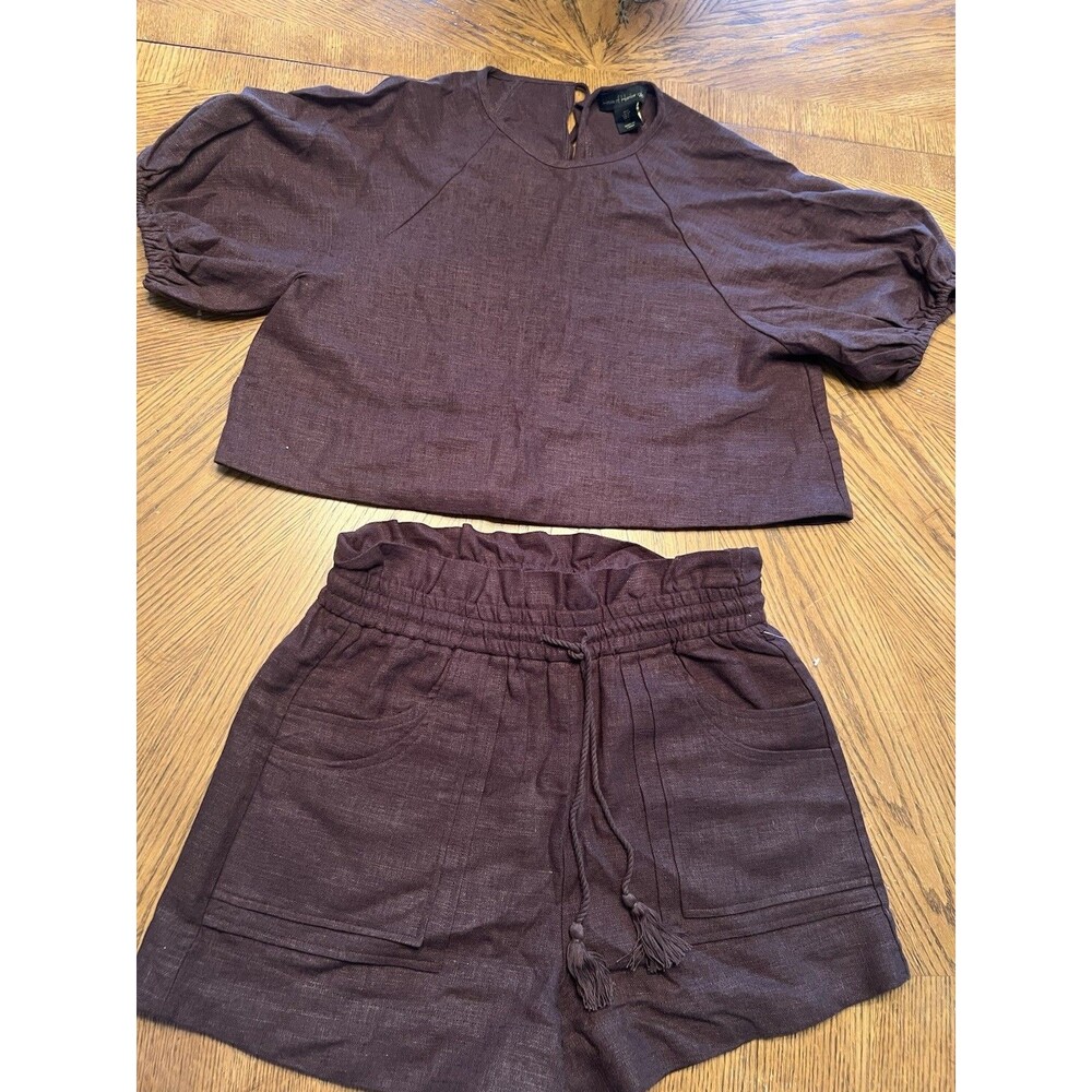 House Of Harlow 1960 Brown Linen Short Set-Small